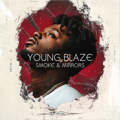 Album cover featuring a person looking up against a red background, surrounded by a torn paper effect. Text reads 
